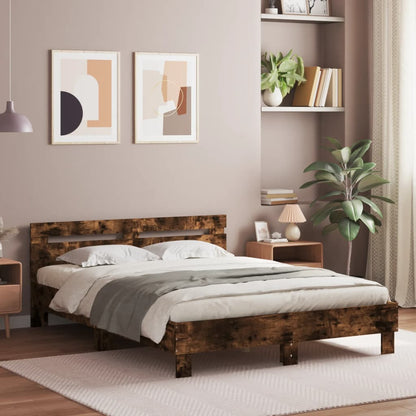 Bed Frame | Smoked Oak | Engineered Wood | 140x190 cm | Durable