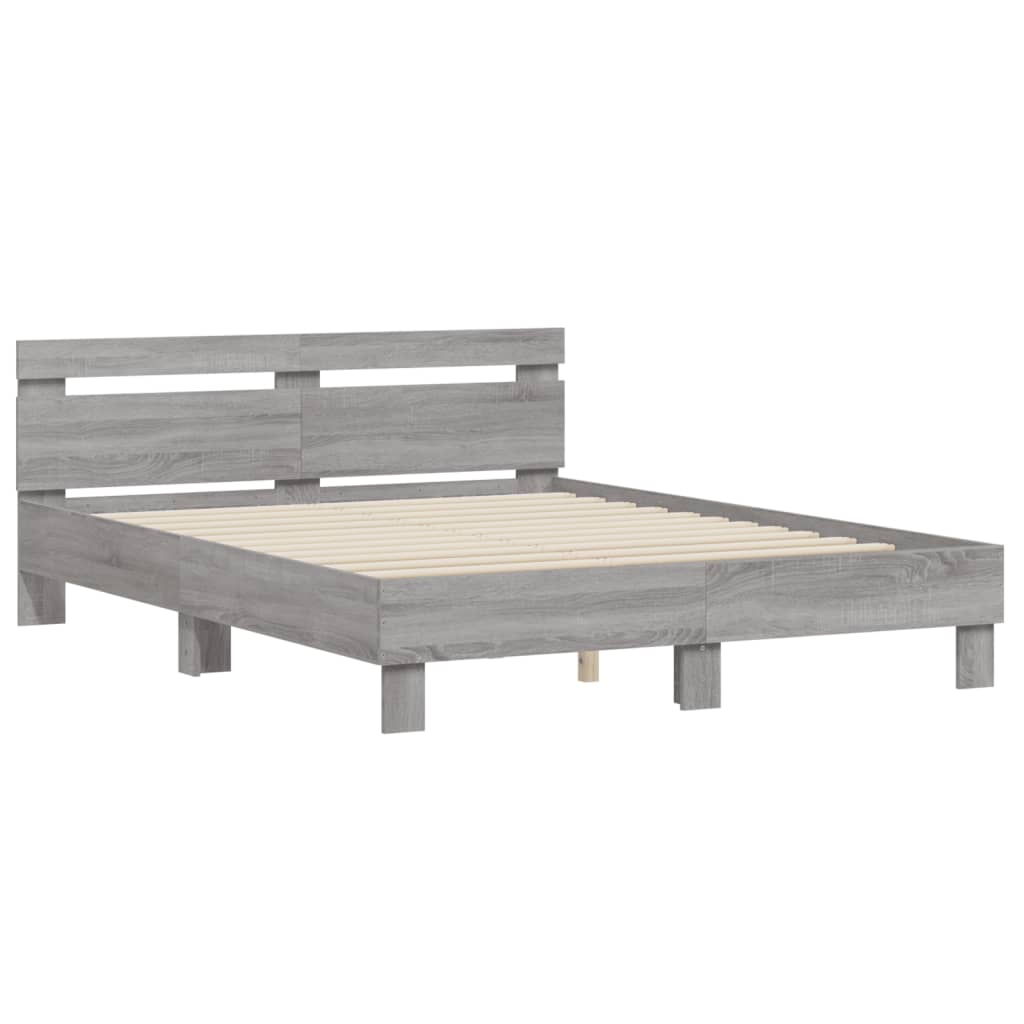 Bed Frame | Grey Sonoma | Engineered wood | 140x190 cm | Durable