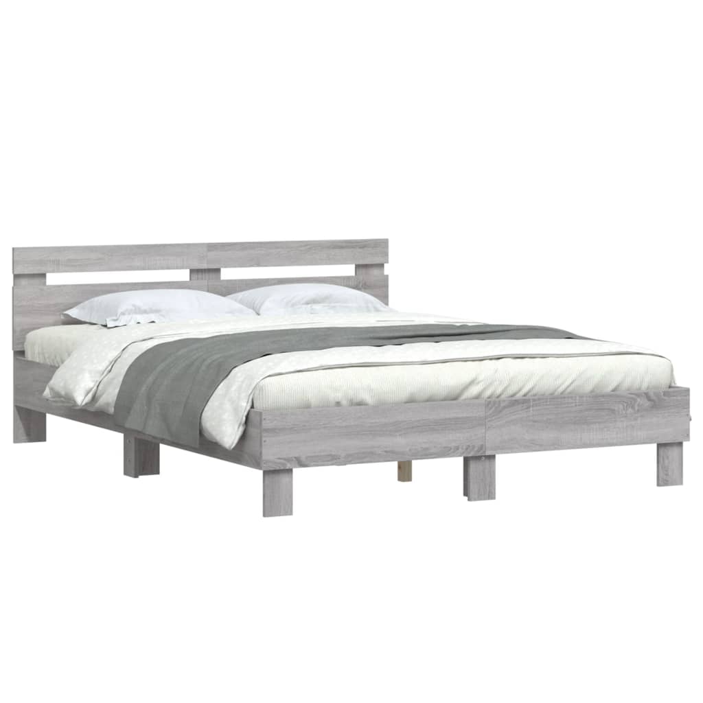 Bed Frame | Grey Sonoma | Engineered wood | 140x190 cm | Durable