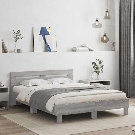 Bed Frame without Mattress Grey Sonoma 140x190 cm