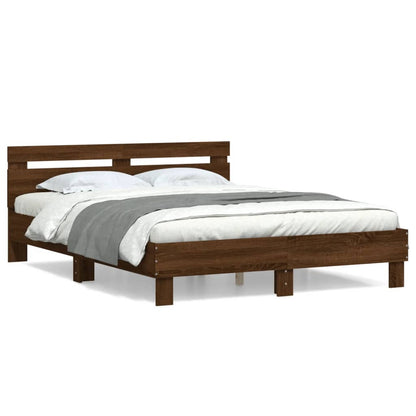 Bed Frame | Brown oak | Engineered wood | Double |  Simplistic