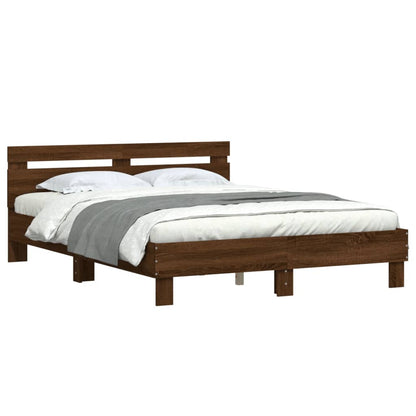 Bed Frame | Brown oak | Engineered wood | Double |  Simplistic