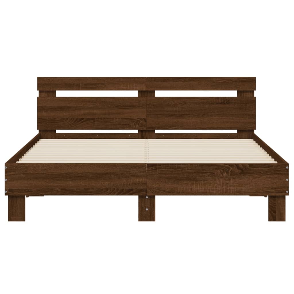 Bed Frame | Brown oak | Engineered wood | Double |  Simplistic