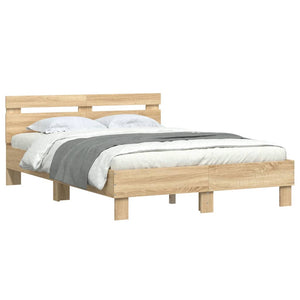 Bed Frame with Headboard Sonoma Oak 135x190 cm Double Engineered Wood