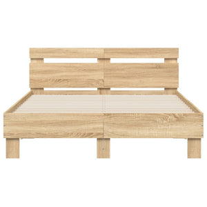 Bed Frame with Headboard Sonoma Oak 135x190 cm Double Engineered Wood