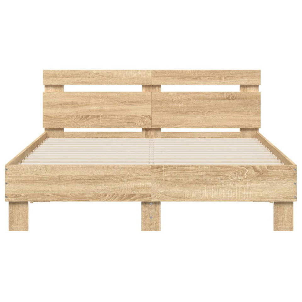 Bed Frame with Headboard Sonoma Oak 135x190 cm Double Engineered Wood