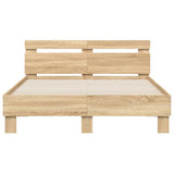 Bed Frame with Headboard Sonoma Oak 135x190 cm Double Engineered Wood