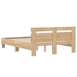 Bed Frame with Headboard Sonoma Oak 135x190 cm Double Engineered Wood