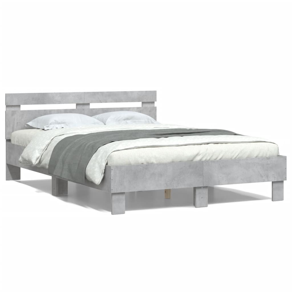 Bed Frame | Concrete grey | Engineered wood, Plywood slats | Double