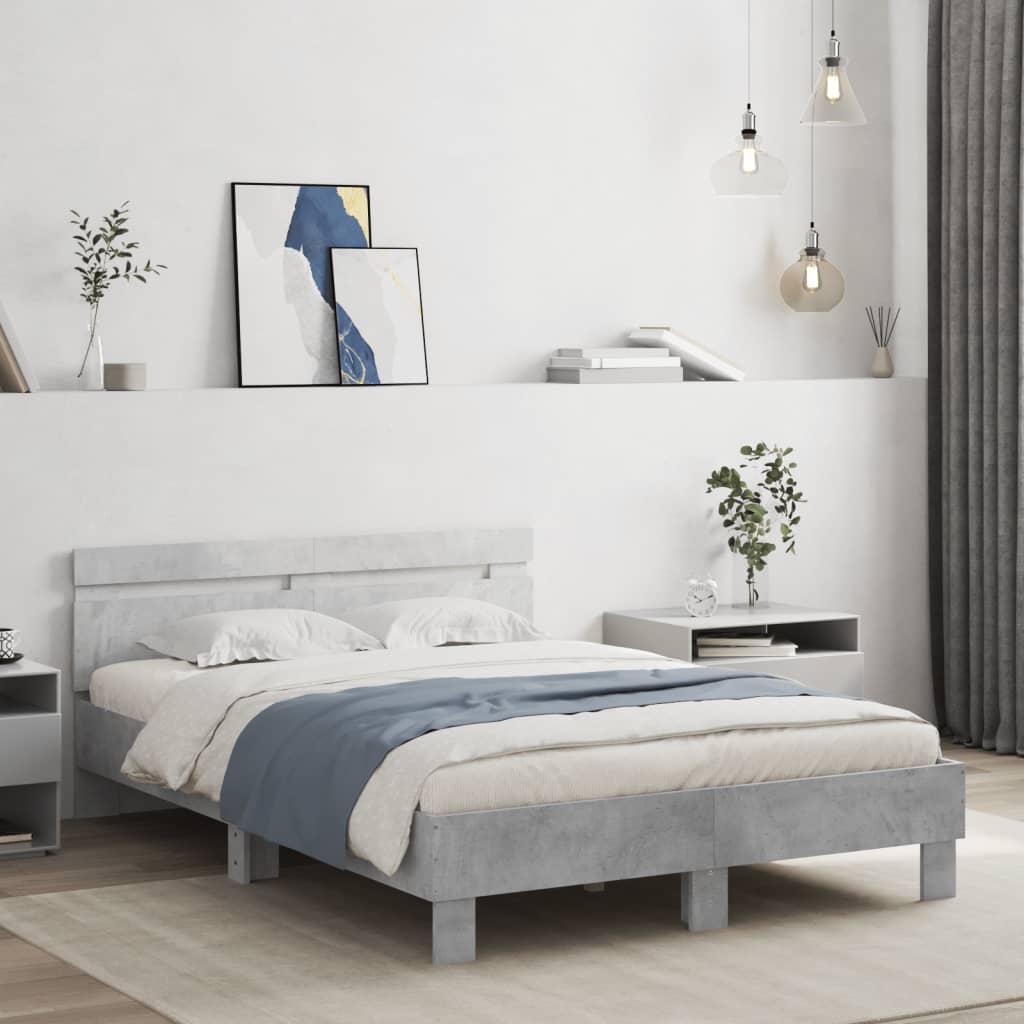 Bed Frame | Concrete grey | Engineered wood, Plywood slats | Double