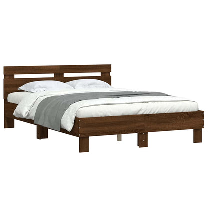 Bed Frame | Brown Oak | Engineered Wood | 135x190 cm Double | Modern