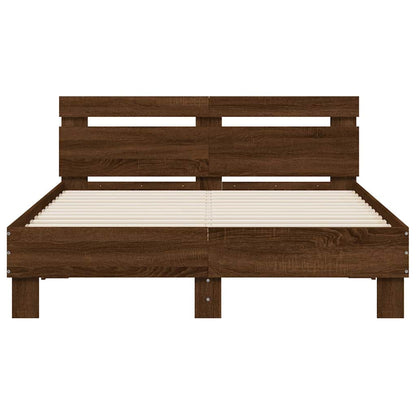 Bed Frame | Brown Oak | Engineered Wood | 135x190 cm Double | Modern