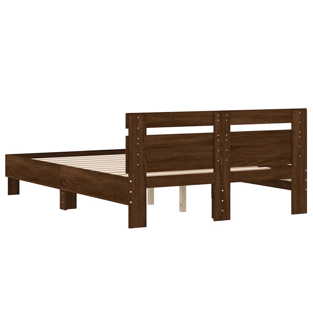Bed Frame | Brown Oak | Engineered Wood | 135x190 cm Double | Modern