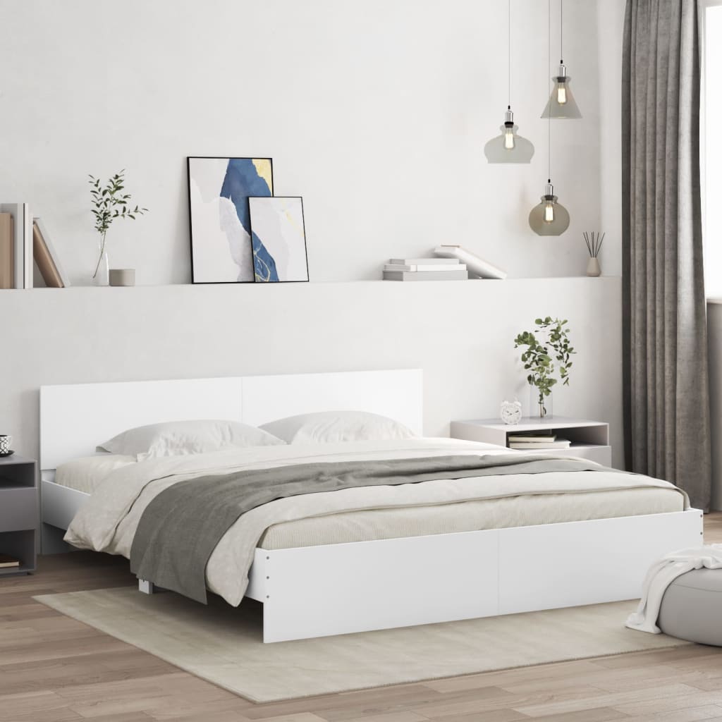Bed Frame | White | Engineered wood, Plywood | Double Bed |  Durable