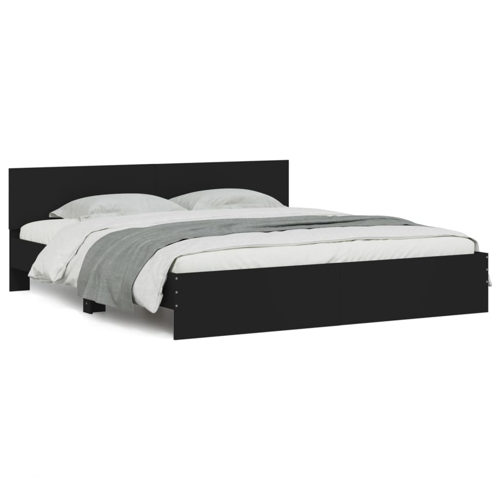 Bed Frame | Black | Engineered wood and plywood | 200x200 cm | Modern
