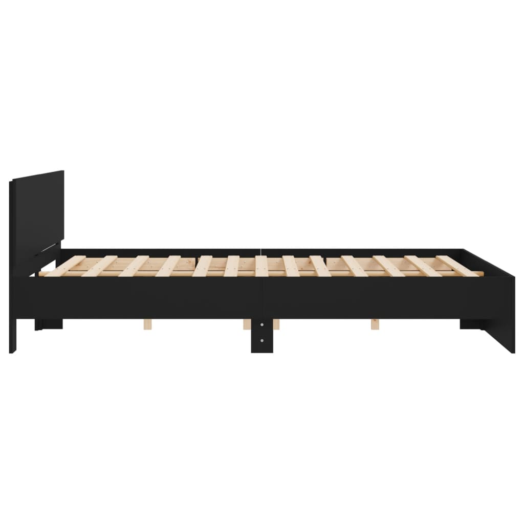 Bed Frame | Black | Engineered wood and plywood | 200x200 cm | Modern