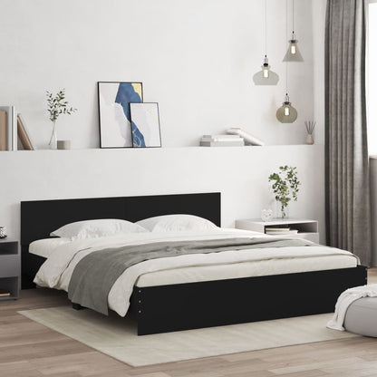Bed Frame | Black | Engineered wood and plywood | 200x200 cm | Modern