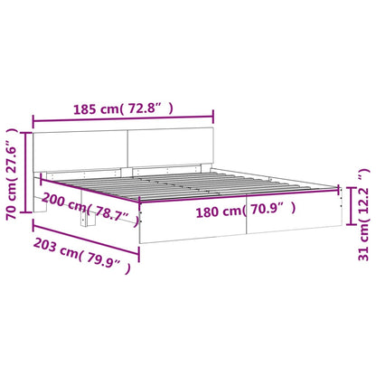 Bed Frame without Mattress Grey Sonoma 180x200 cm Super King