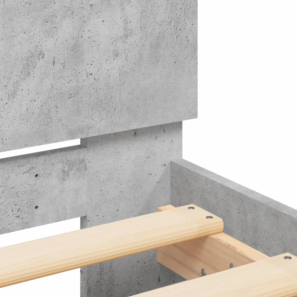 Bed Frame | Concrete grey | Engineered wood | Double | Durable