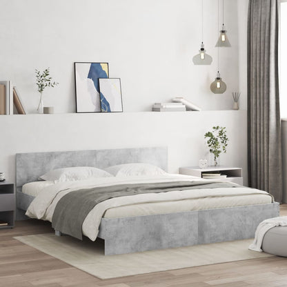 Bed Frame | Concrete grey | Engineered wood | Double | Durable