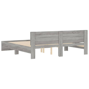 Bed Frame with Headboard Grey Sonoma 160x200 cm