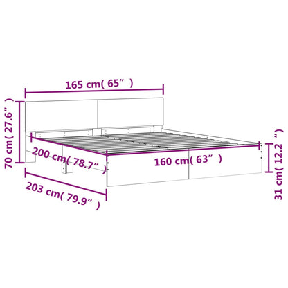 Bed Frame without Mattress Grey Sonoma 160x200 cm