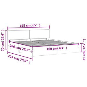 Bed Frame with Headboard Grey Sonoma 160x200 cm