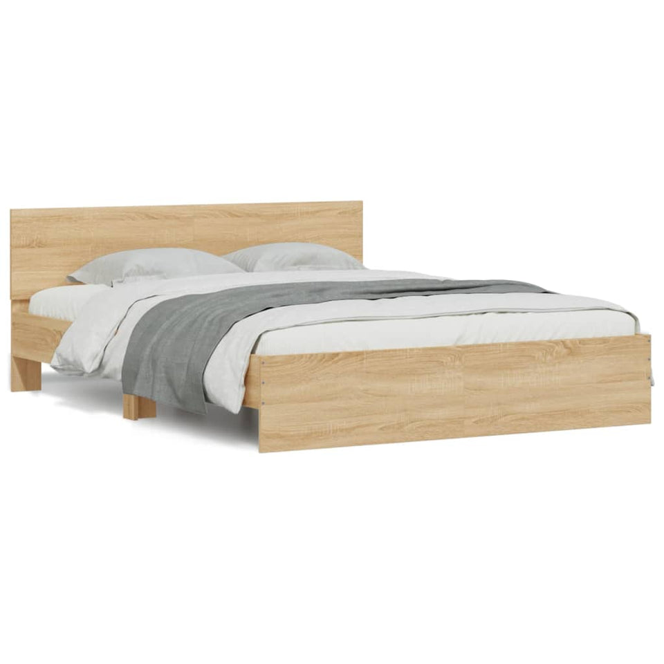 Bed Frame with Headboard Sonoma Oak 150x200 cm King Size