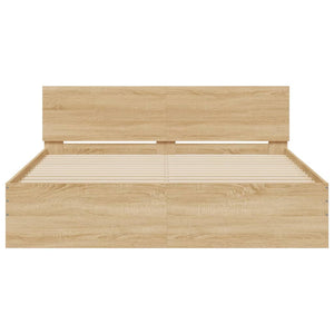 Bed Frame with Headboard Sonoma Oak 150x200 cm King Size