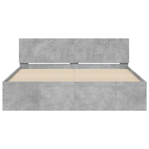 Bed Frame with Headboard Concrete Grey 150x200 cm King Size