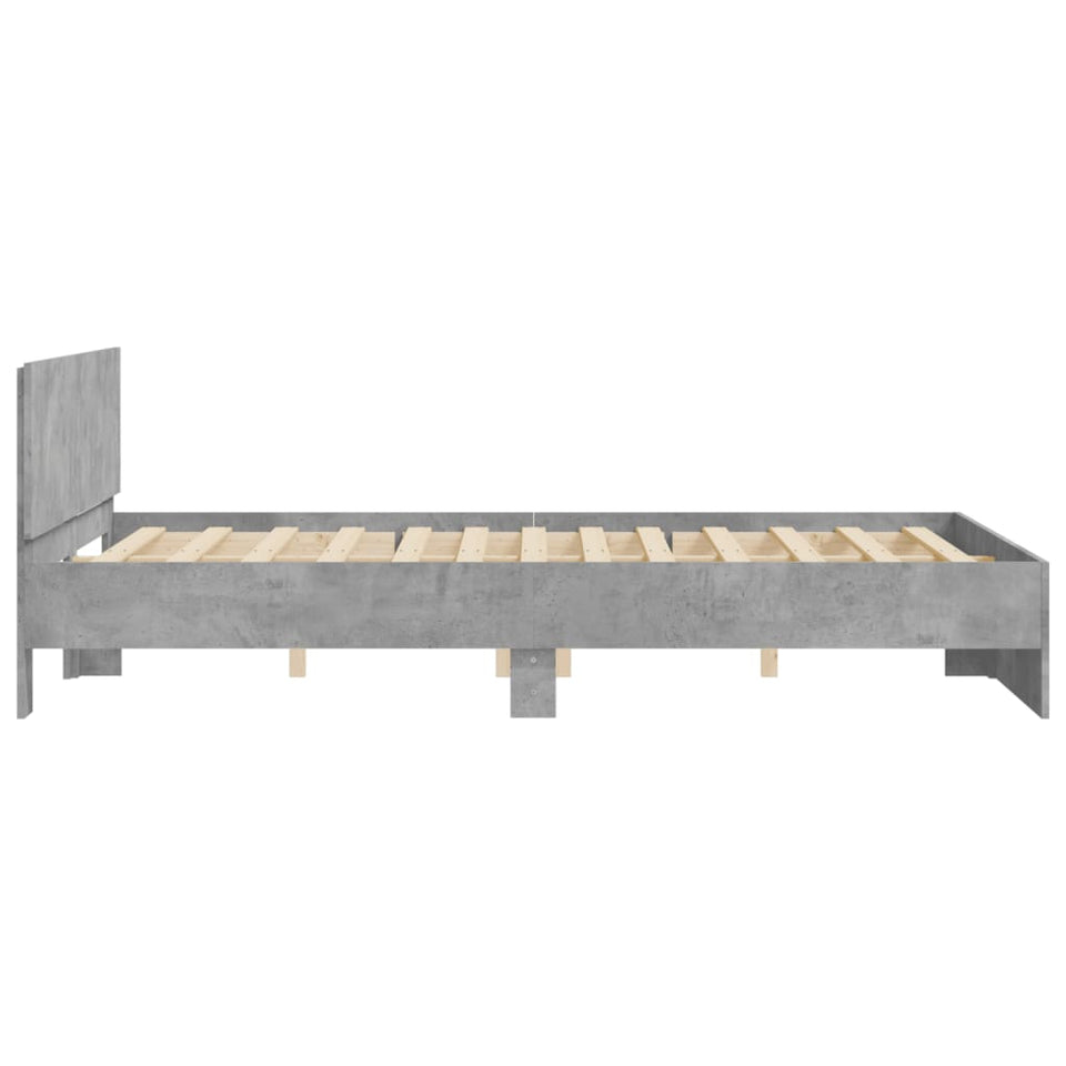 Bed Frame with Headboard Concrete Grey 150x200 cm King Size