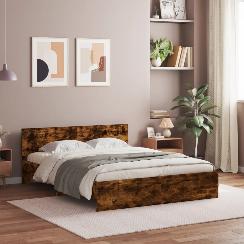 Bed Frame | Smoked Oak | Engineered wood | King Size | Durable