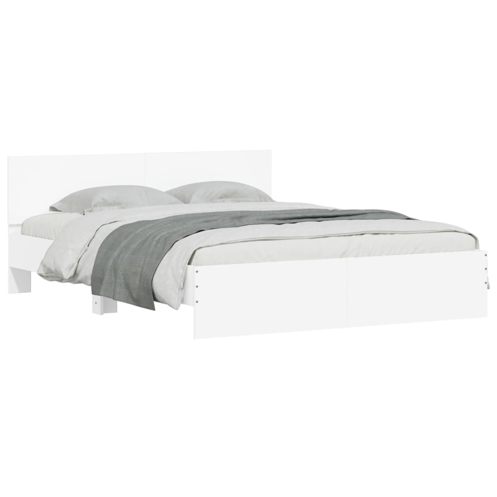 Bed Frame | White | Engineered wood | 140x200 cm |  Durable  | Bed Frame