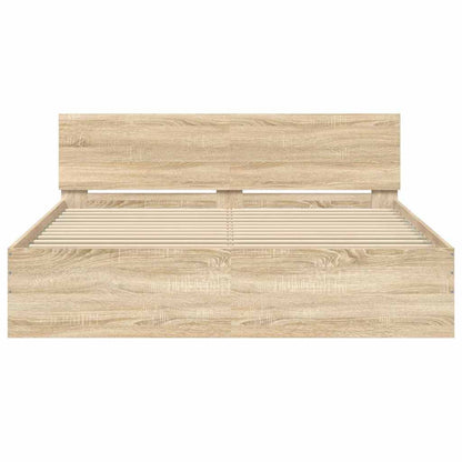 Bed Frame | Sonoma oak | Engineered wood, Plywood | Double | Modern
