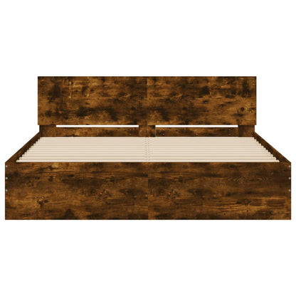 Bed Frame | Smoked oak | Engineered wood | 140x200 cm | Durable
