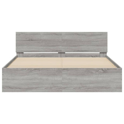 Bed Frame | Grey Sonoma | Engineered wood, Plywood | 140x200 cm | Modern