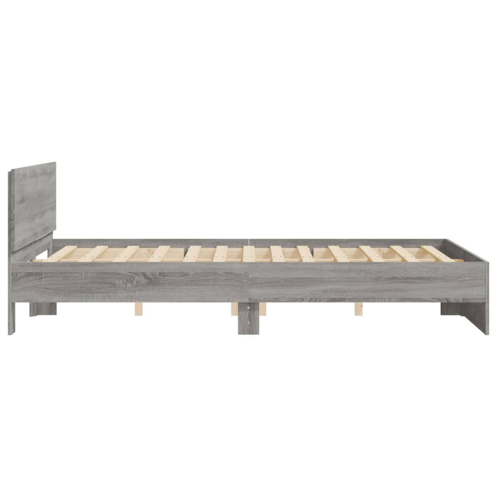 Bed Frame | Grey Sonoma | Engineered wood, Plywood | 140x200 cm | Modern