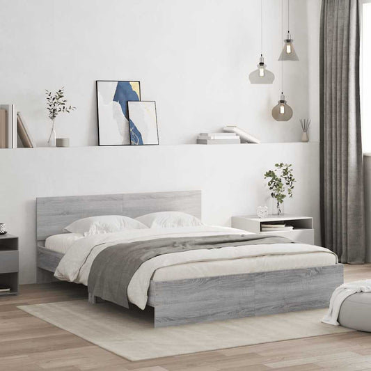 Bed Frame without Mattress Grey Sonoma 140x200 cm