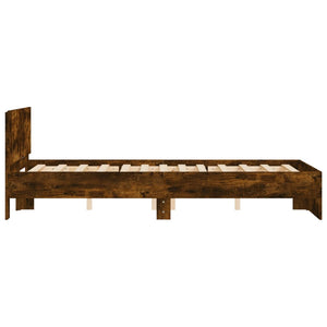 Bed Frame with Headboard Smoked Oak 120x200 cm