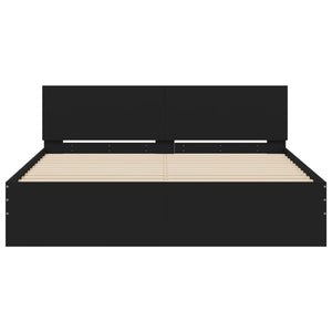 Bed Frame with Headboard Black 140x190 cm