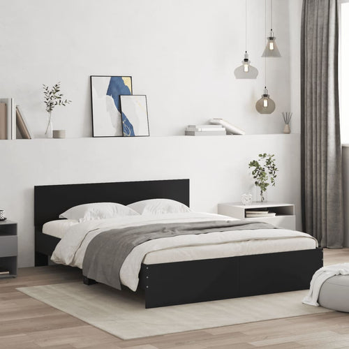 Bed Frame with Headboard Black 140x190 cm