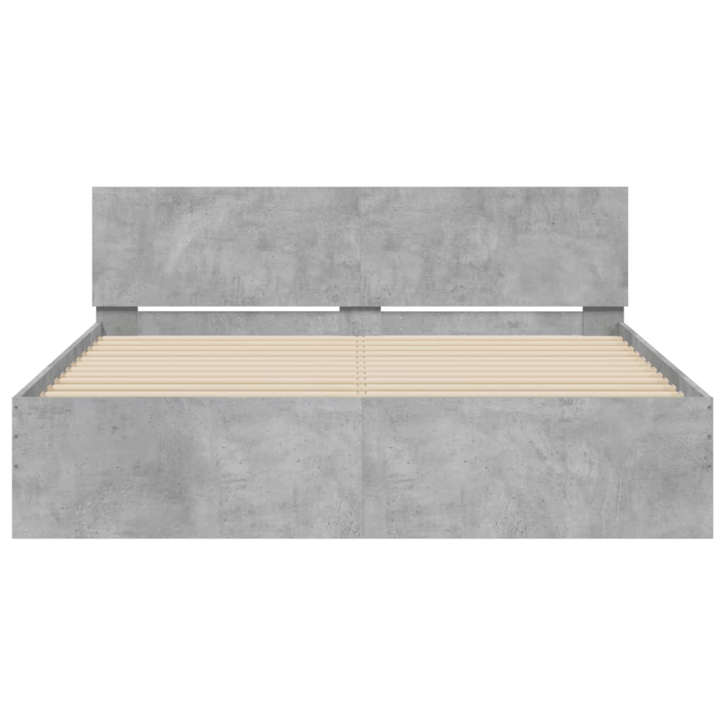 Bed Frame | Concrete grey | Engineered wood, Plywood | Double | Durable