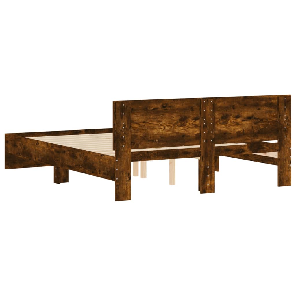 Bed Frame | Smoked oak | Engineered wood, Plywood | 140 x 190 cm | Sturdy
