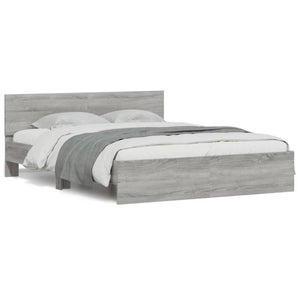 Bed Frame with Headboard Grey Sonoma 140x190 cm