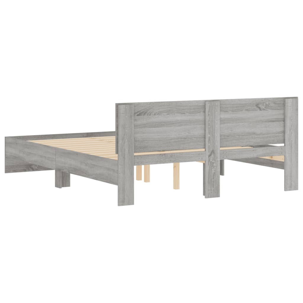 Bed Frame | Grey Sonoma | Engineered wood and Plywood | Double | Durable