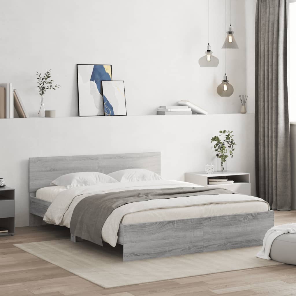 Bed Frame | Grey Sonoma | Engineered wood and Plywood | Double | Durable