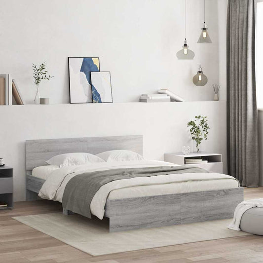 Bed Frame without Mattress Grey Sonoma 140x190 cm