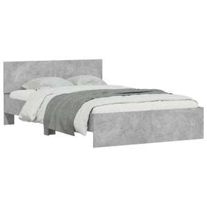 Bed Frame with Headboard Concrete Grey 135x190 cm Double