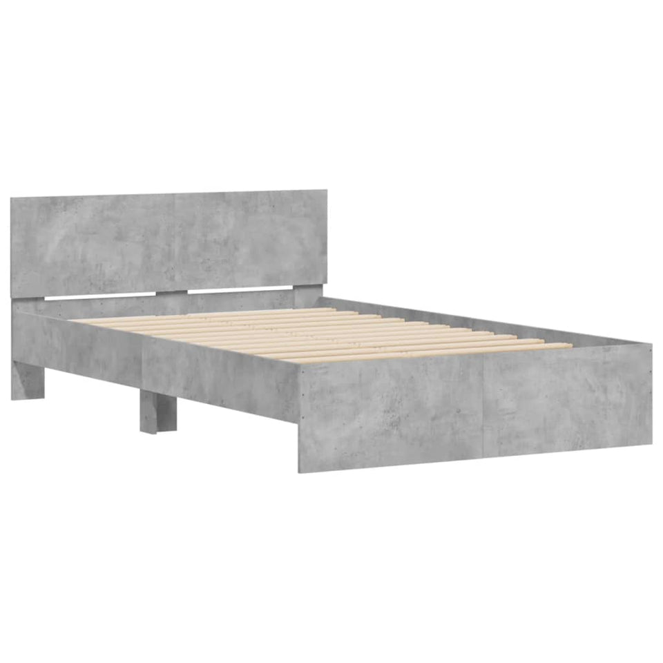 Bed Frame with Headboard Concrete Grey 135x190 cm Double