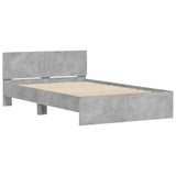 Bed Frame with Headboard Concrete Grey 135x190 cm Double